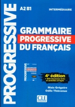 کتاب گرامر پروگرسیو فرانسه Grammaire Progressive Du Francais A2 B1 Intermediaire 4ed Corriges سیاه و سفید